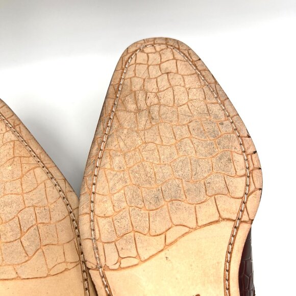 Stacy Adams Mens Size 9 Burgundy Brown Leather Croc Gator Monk Strap Dress Shoes - Picture 11 of 13